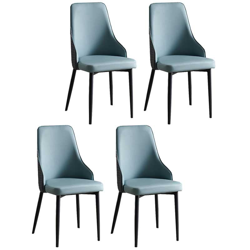 Industrial Dining Chair with 4 Black Metal Legs Solid Back Chair for Home Use