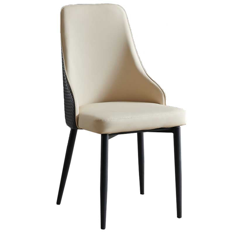 Industrial Dining Chair with 4 Black Metal Legs Solid Back Chair for Home Use