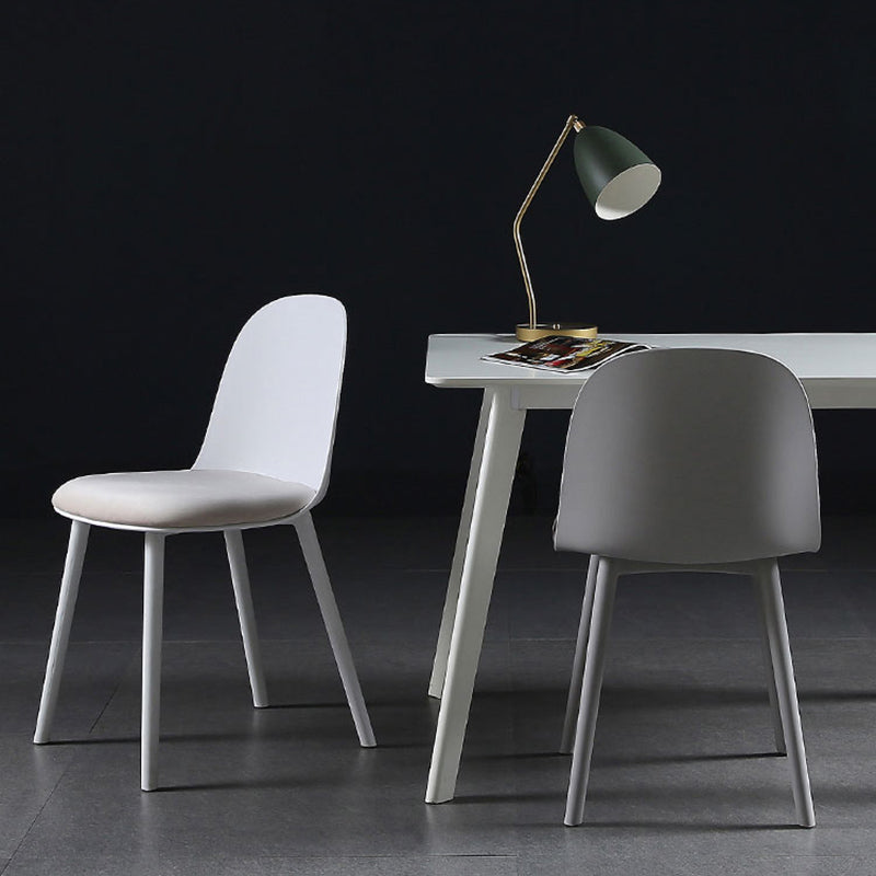 16'' Wide Dining Side Chairs Modern Plastic Indoor-Outdoor Solid Back Chair