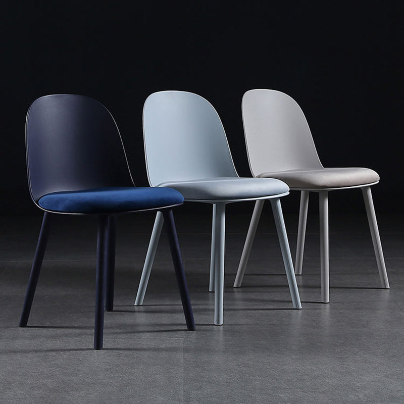 16'' Wide Dining Side Chairs Modern Plastic Indoor-Outdoor Solid Back Chair