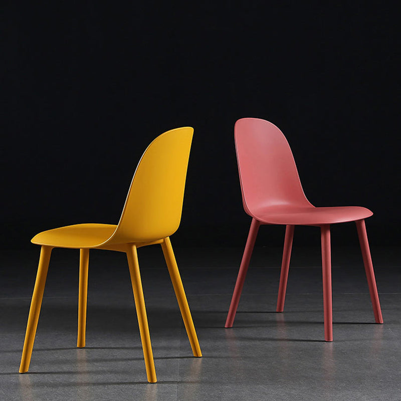 16'' Wide Dining Side Chairs Modern Plastic Indoor-Outdoor Solid Back Chair