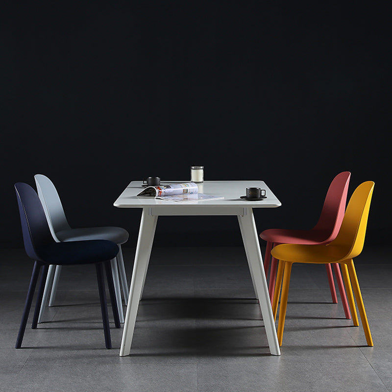 16'' Wide Dining Side Chairs Modern Plastic Indoor-Outdoor Solid Back Chair