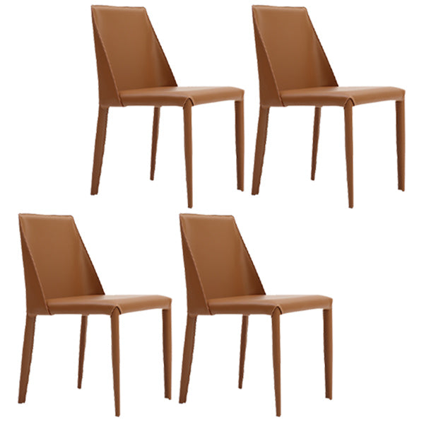 Leather Contemporary Style Chair Home Side Dining Room Chair with Metal Legs