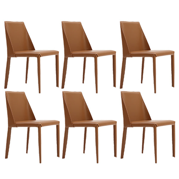 Leather Contemporary Style Chair Home Side Dining Room Chair with Metal Legs
