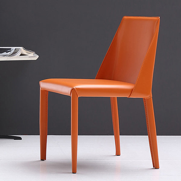 Leather Contemporary Style Chair Home Side Dining Room Chair with Metal Legs