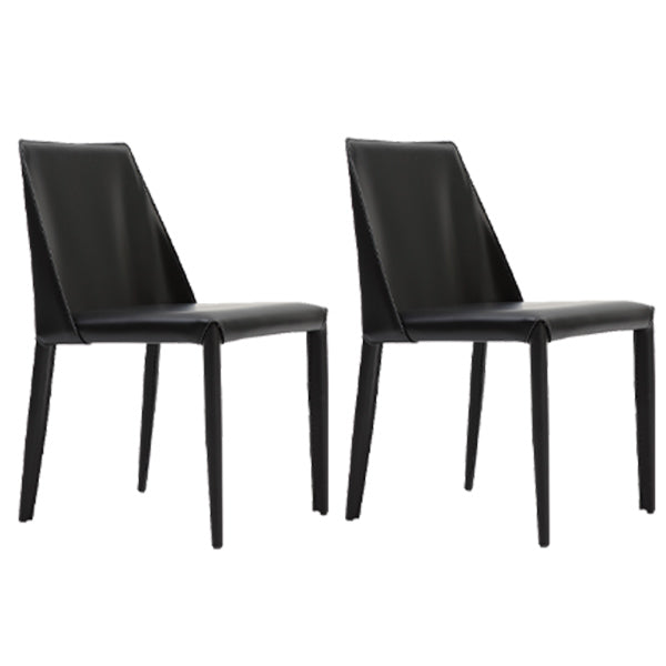 Leather Contemporary Style Chair Home Side Dining Room Chair with Metal Legs