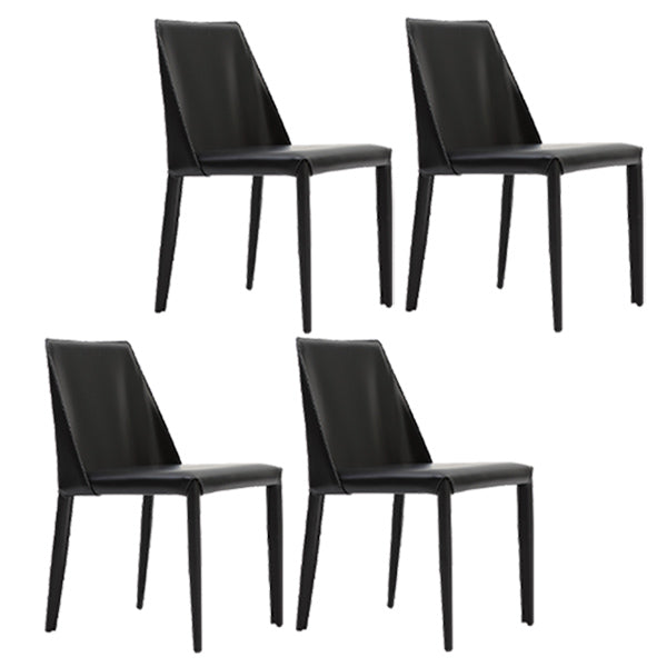 Leather Contemporary Style Chair Home Side Dining Room Chair with Metal Legs