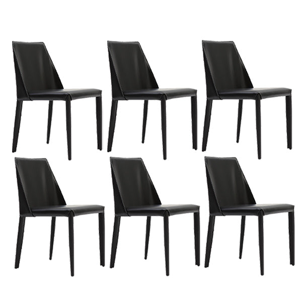 Leather Contemporary Style Chair Home Side Dining Room Chair with Metal Legs