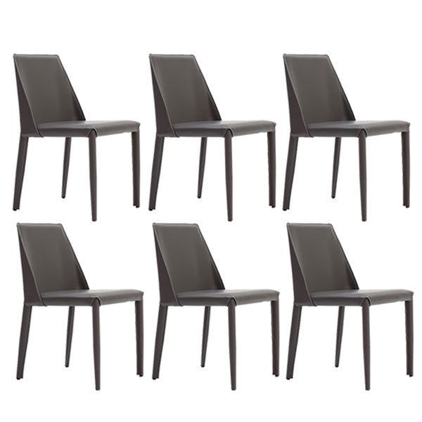 Leather Contemporary Style Chair Home Side Dining Room Chair with Metal Legs