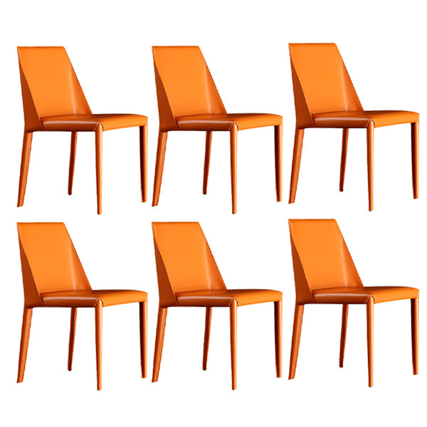 Leather Contemporary Style Chair Home Side Dining Room Chair with Metal Legs