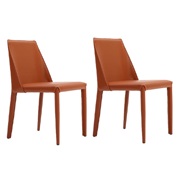 Leather Contemporary Style Chair Home Side Dining Room Chair with Metal Legs