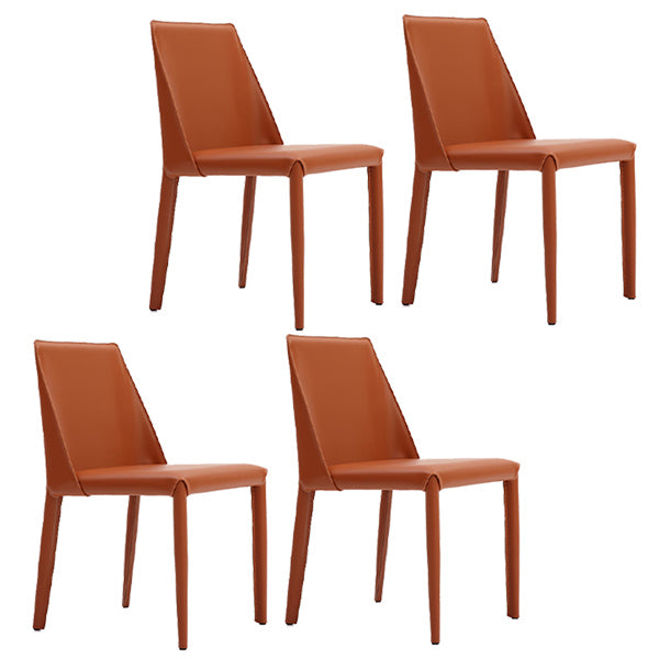 Leather Contemporary Style Chair Home Side Dining Room Chair with Metal Legs