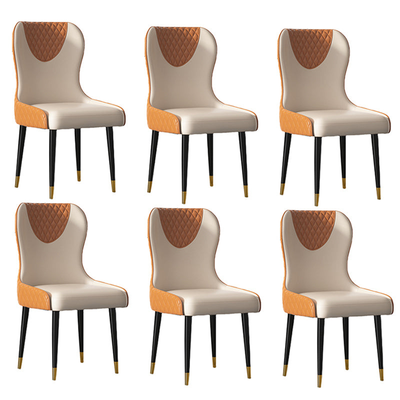 Modern Style Leather Chair Armless Parsons Chair with Wooden Legs for Kitchen