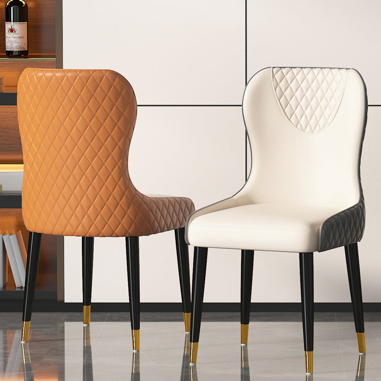 Modern Style Leather Chair Armless Parsons Chair with Wooden Legs for Kitchen