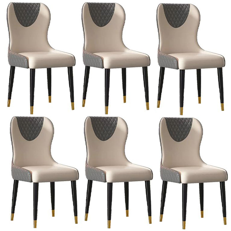 Modern Style Leather Chair Armless Parsons Chair with Wooden Legs for Kitchen