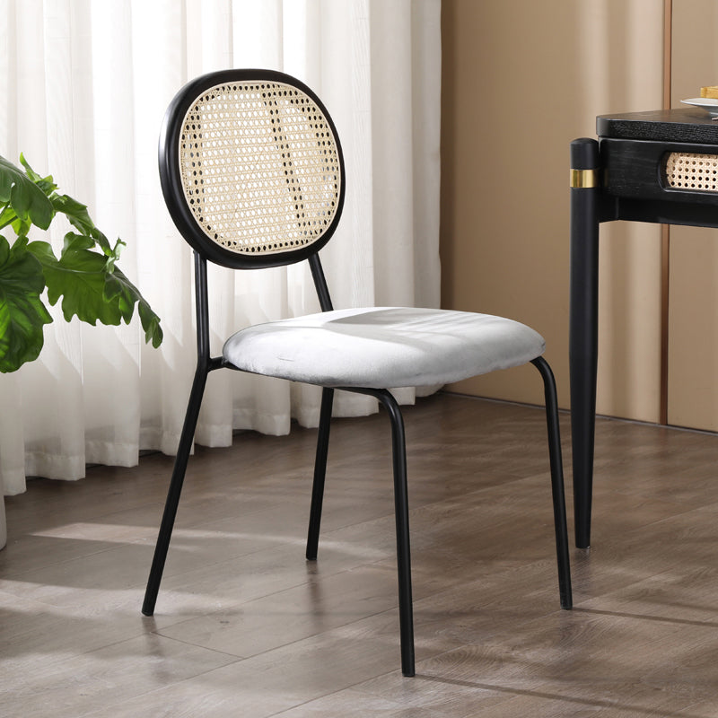 Upholstered Armless Dining Chairs Open Back Side Chair with Metal Legs