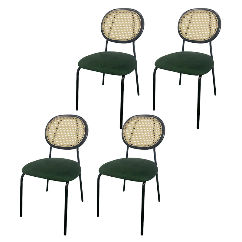 Upholstered Armless Dining Chairs Open Back Side Chair with Metal Legs