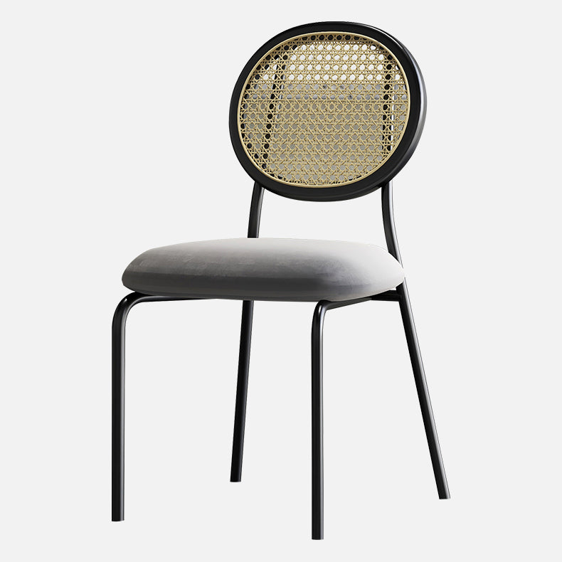 Upholstered Armless Dining Chairs Open Back Side Chair with Metal Legs