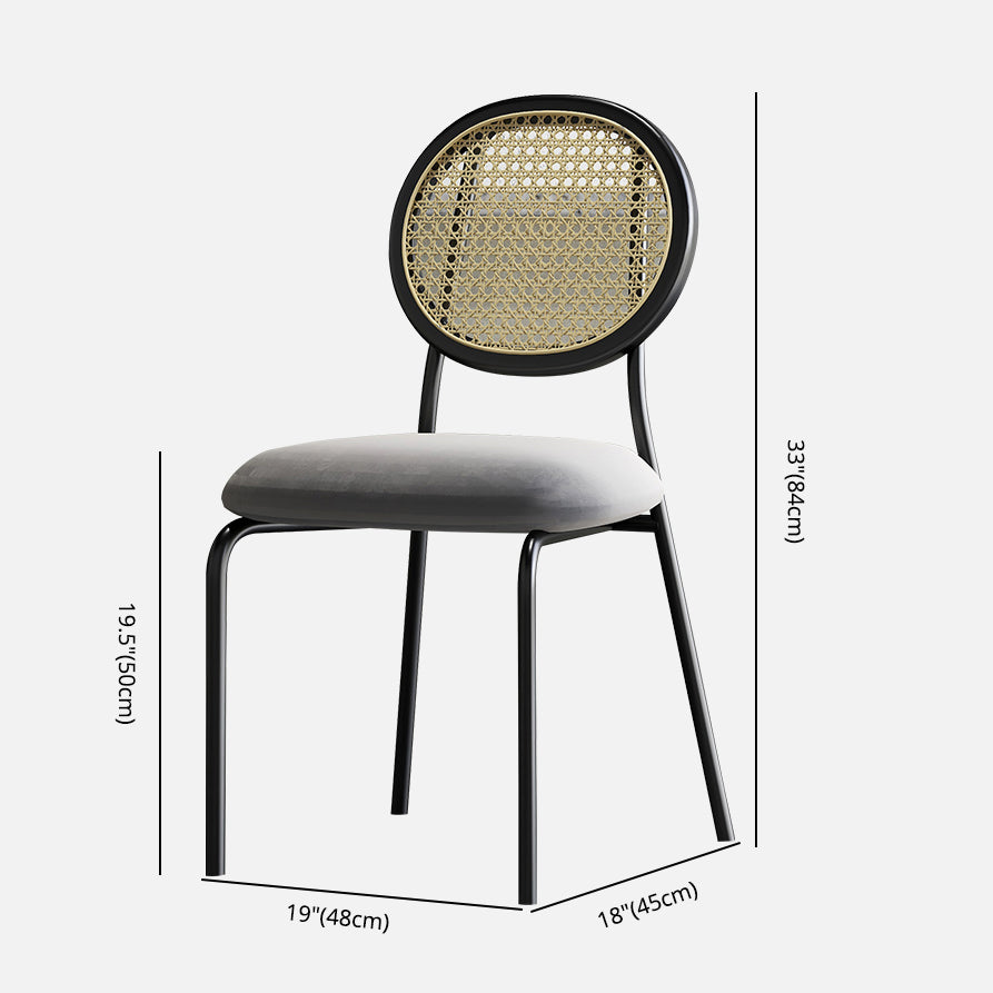 Upholstered Armless Dining Chairs Open Back Side Chair with Metal Legs