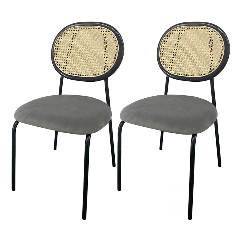Upholstered Armless Dining Chairs Open Back Side Chair with Metal Legs
