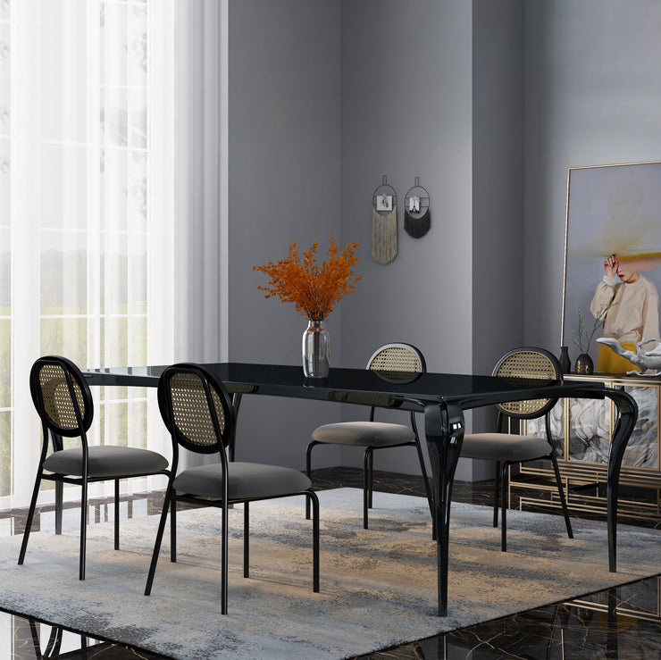 Upholstered Armless Dining Chairs Open Back Side Chair with Metal Legs