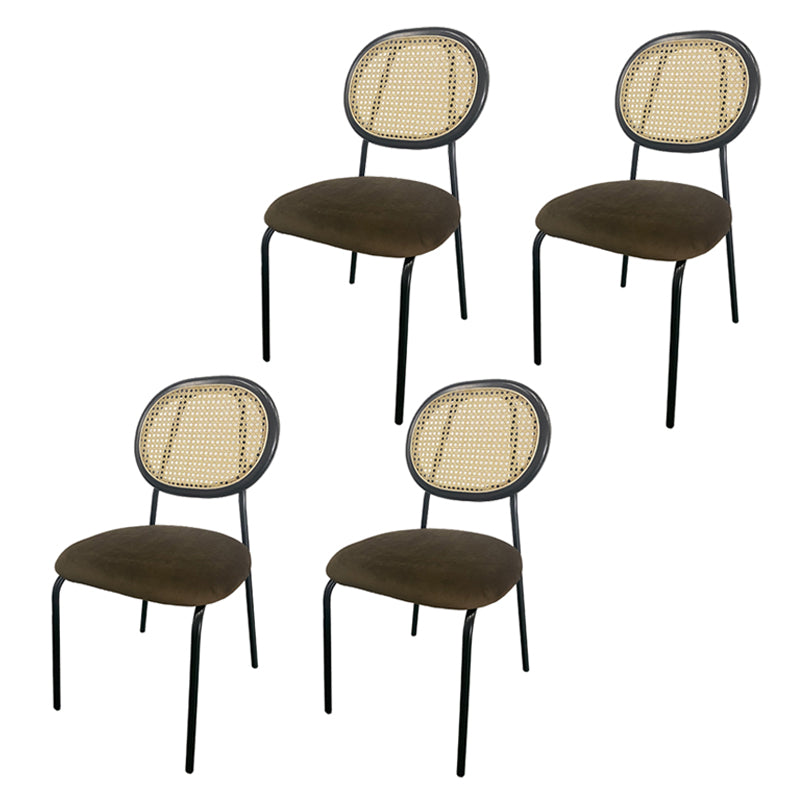 Upholstered Armless Dining Chairs Open Back Side Chair with Metal Legs