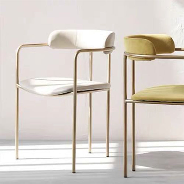 Contemporary Kitchen Dining Arm Chair Mental Opening Back Dining Arm Chair