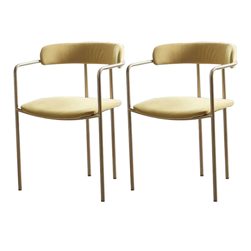 Contemporary Kitchen Dining Arm Chair Mental Opening Back Dining Arm Chair