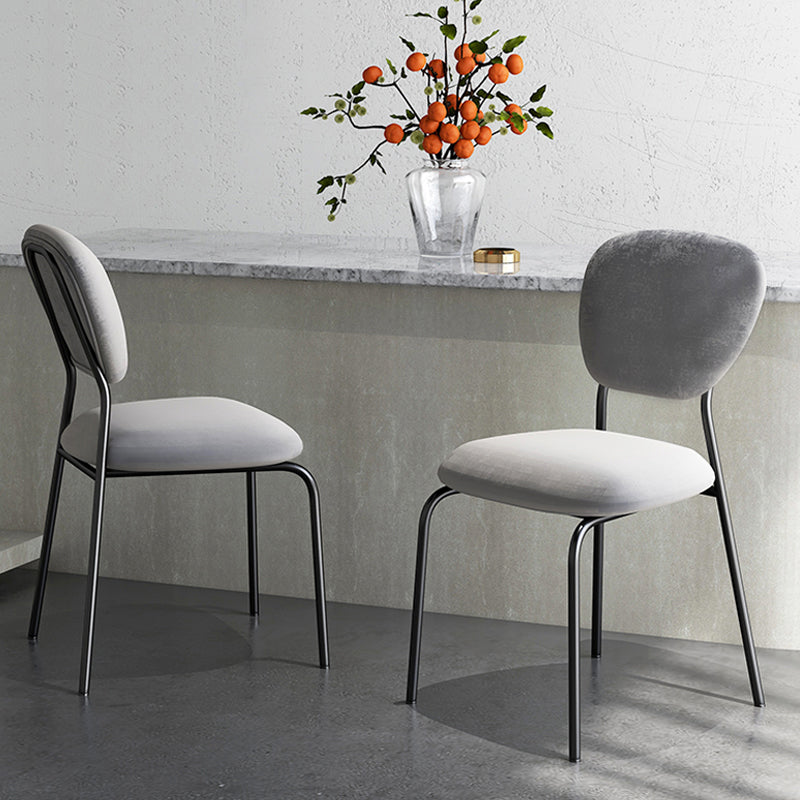 Chaise d'appoint rembourrée sans accoudoirs, chaises de salle à manger à dossier ouvert avec pieds en métal noir