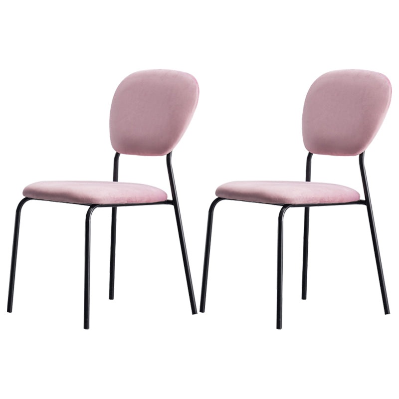 Chaise d'appoint rembourrée sans accoudoirs, chaises de salle à manger à dossier ouvert avec pieds en métal noir