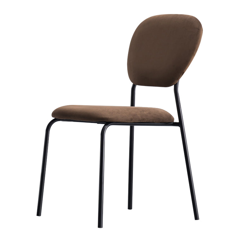 Chaise d'appoint rembourrée sans accoudoirs, chaises de salle à manger à dossier ouvert avec pieds en métal noir