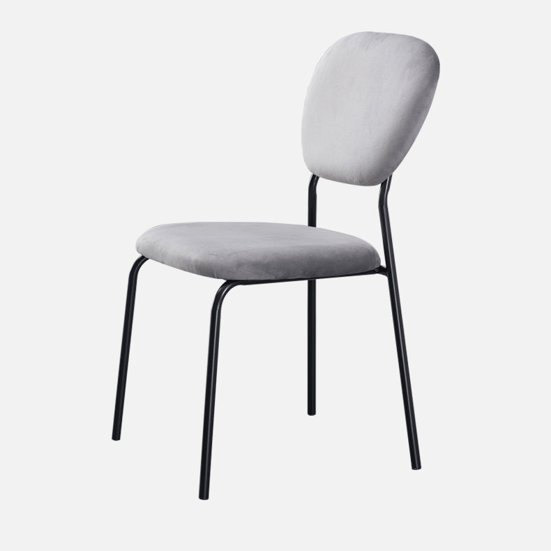 Chaise d'appoint rembourrée sans accoudoirs, chaises de salle à manger à dossier ouvert avec pieds en métal noir
