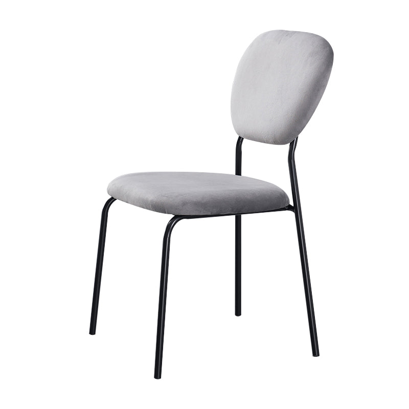 Chaise d'appoint rembourrée sans accoudoirs, chaises de salle à manger à dossier ouvert avec pieds en métal noir