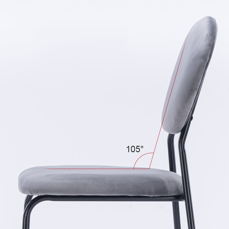 Chaise d'appoint rembourrée sans accoudoirs, chaises de salle à manger à dossier ouvert avec pieds en métal noir