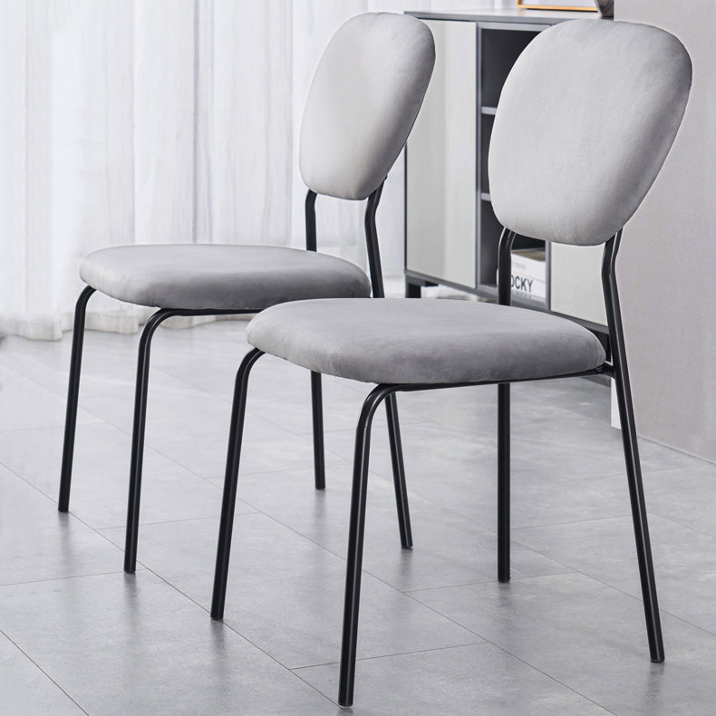Chaise d'appoint rembourrée sans accoudoirs, chaises de salle à manger à dossier ouvert avec pieds en métal noir