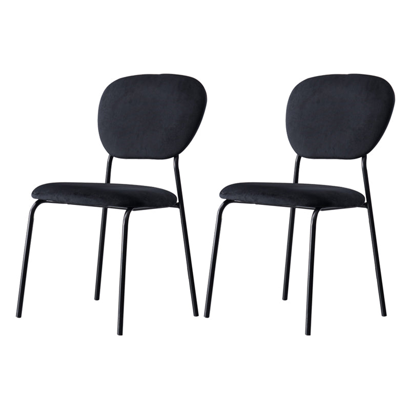 Chaise d'appoint rembourrée sans accoudoirs, chaises de salle à manger à dossier ouvert avec pieds en métal noir