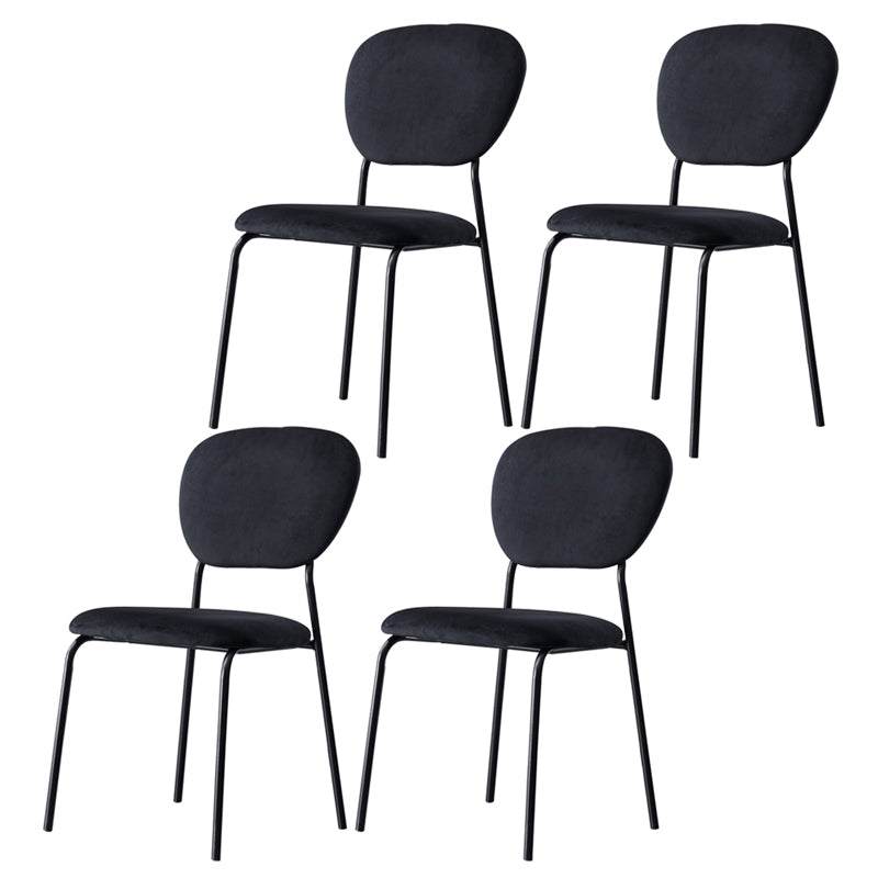 Chaise d'appoint rembourrée sans accoudoirs, chaises de salle à manger à dossier ouvert avec pieds en métal noir