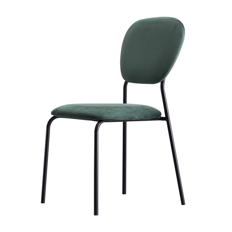 Chaise d'appoint rembourrée sans accoudoirs, chaises de salle à manger à dossier ouvert avec pieds en métal noir
