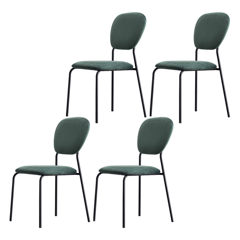 Chaise d'appoint rembourrée sans accoudoirs, chaises de salle à manger à dossier ouvert avec pieds en métal noir