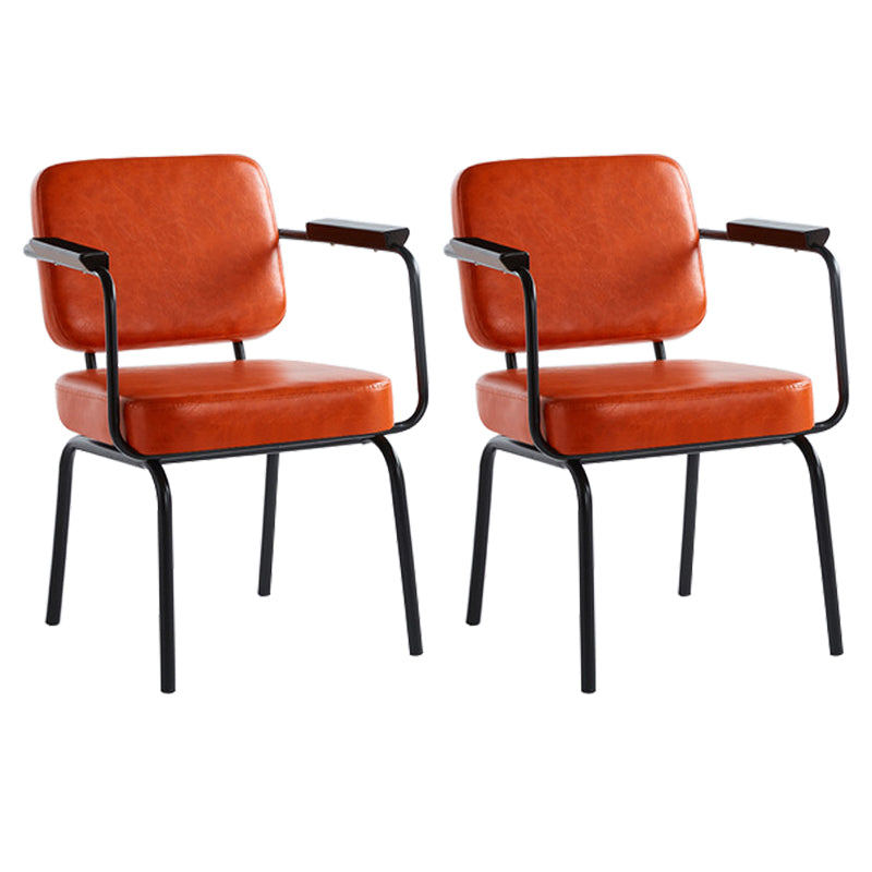 Industrial Style Metal Matte Finish Dinning Arm Chair Open Back Dining Chair