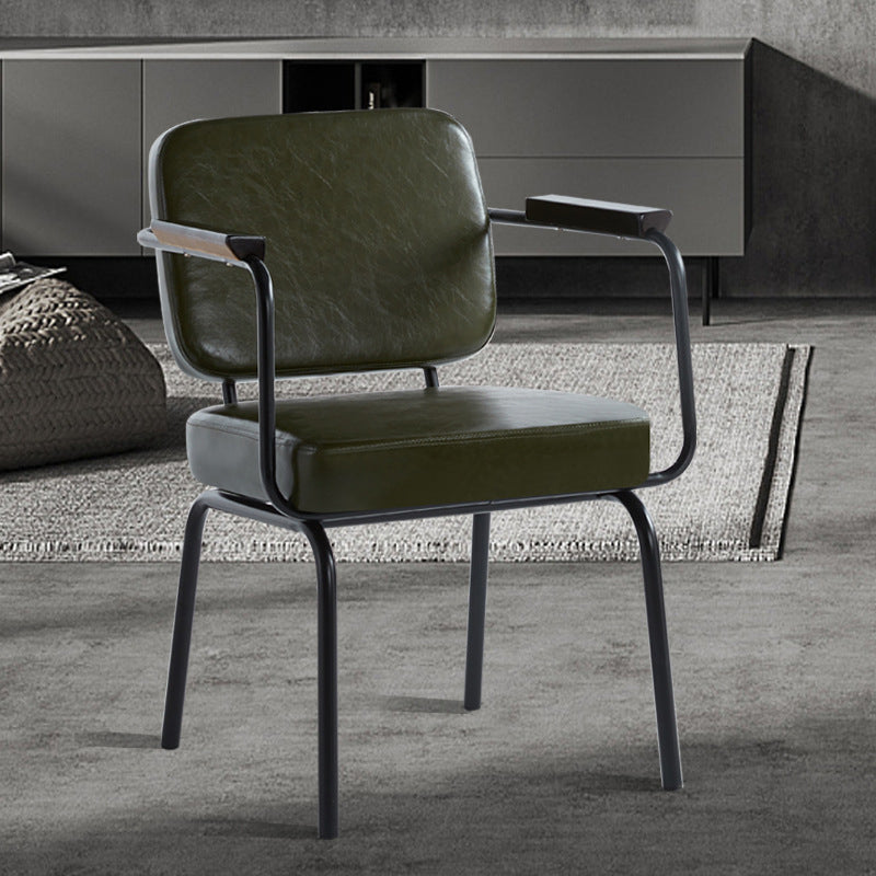 Industrial Style Metal Matte Finish Dinning Arm Chair Open Back Dining Chair