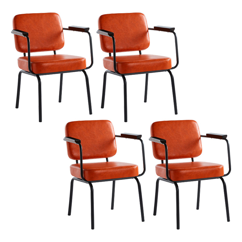 Industrial Style Metal Matte Finish Dinning Arm Chair Open Back Dining Chair