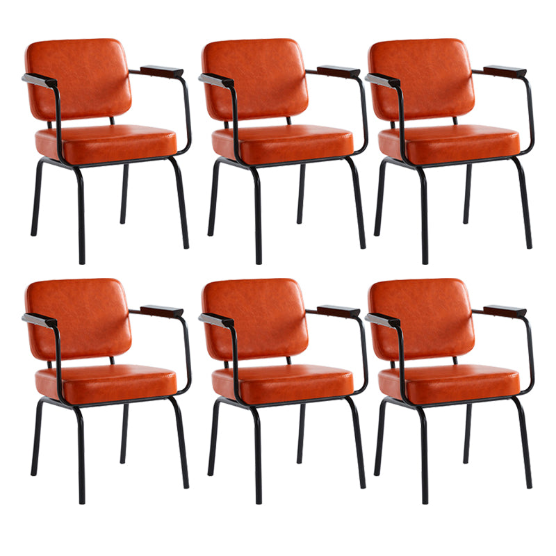 Industrial Style Metal Matte Finish Dinning Arm Chair Open Back Dining Chair