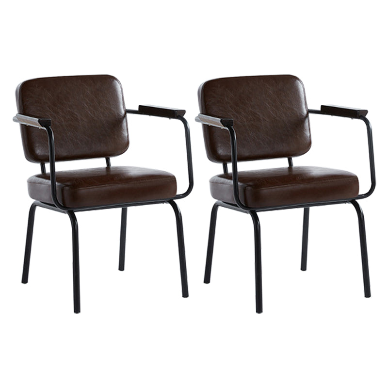 Industrial Style Metal Matte Finish Dinning Arm Chair Open Back Dining Chair