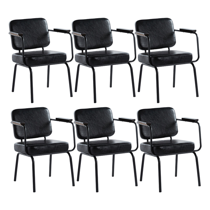 Industrial Style Metal Matte Finish Dinning Arm Chair Open Back Dining Chair