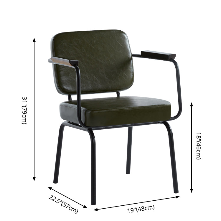 Industrial Style Metal Matte Finish Dinning Arm Chair Open Back Dining Chair