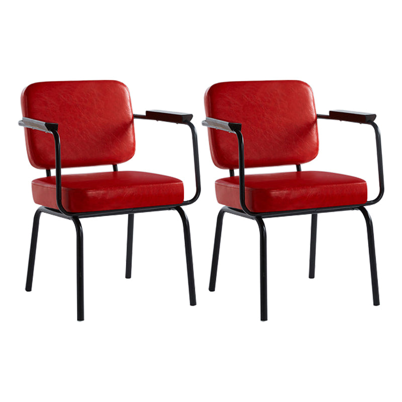 Industrial Style Metal Matte Finish Dinning Arm Chair Open Back Dining Chair