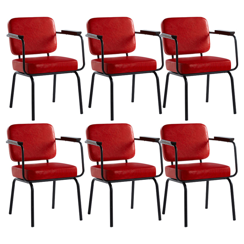 Industrial Style Metal Matte Finish Dinning Arm Chair Open Back Dining Chair