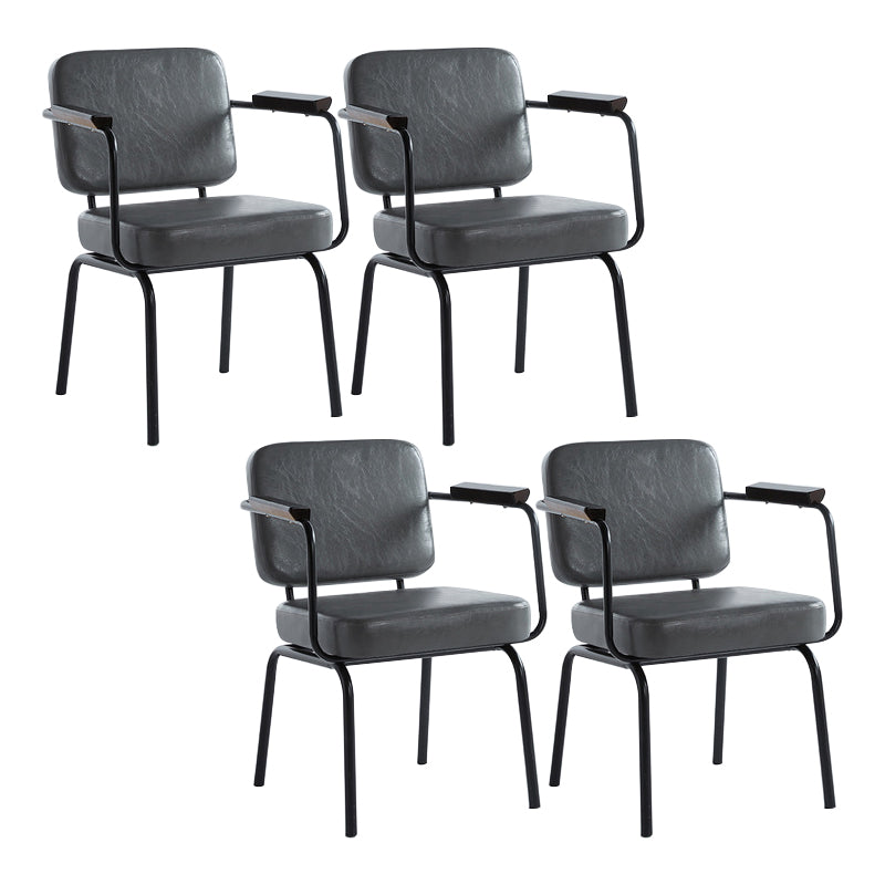 Industrial Style Metal Matte Finish Dinning Arm Chair Open Back Dining Chair