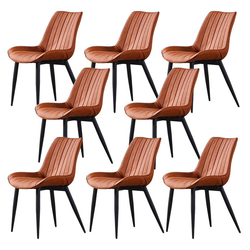 Contemporary Kitchen Dining Side Chair Leather Solid Back Chairs with Metal Legs